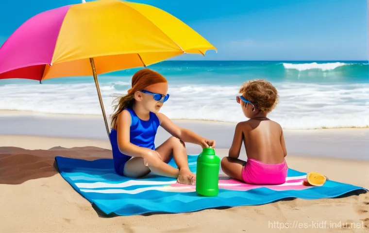 유아용 비치웨어 스타일 - **Prompt 2: Adorable Toddler in Stylish, Protected Swimwear**
    Generate an image of a charming to...